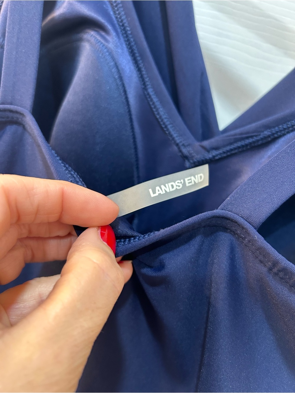 Lands End Swim Navy Swim Dress One Piece Swimsuit Sz 10 Modest Tummy Control - Picture 3 of 9